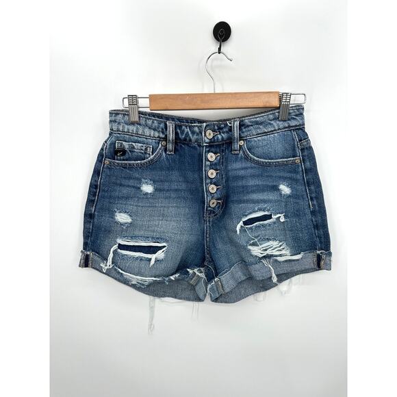 Kancan Jovana Ultra High Rise Shorts Women Small Cotton Distressed Button Fly - Picture 1 of 6